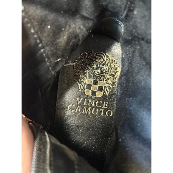 VINCE CAMUTO WILAMENA QUILTED BLACK LEATHER GOLD BUCKLES BIKER BOOTS Size 5.5 M - Picture 13 of 13